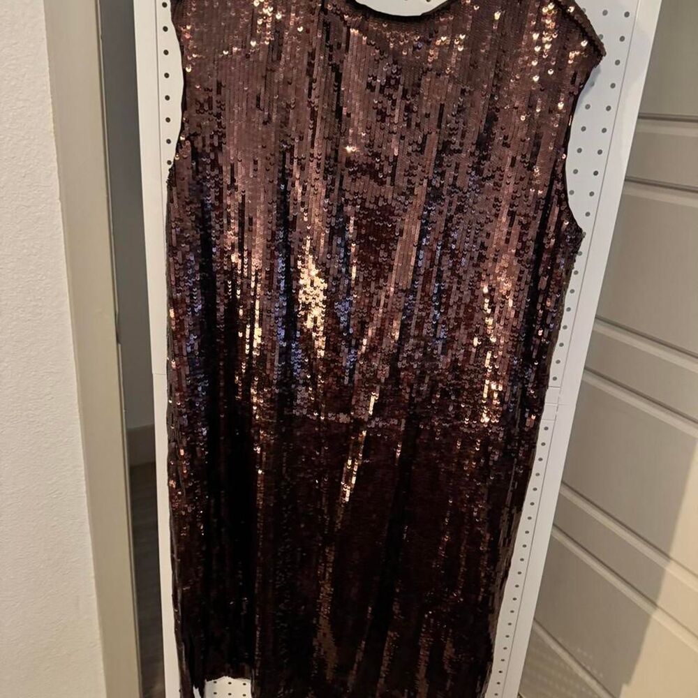 NWT Anthropologie Maeve Kara Sequin Dress 1X Wine Bordeaux Plus Size